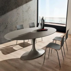 La primavera Ruud Table design ovale en verre pied tulipe> Table De Salle à Manger
