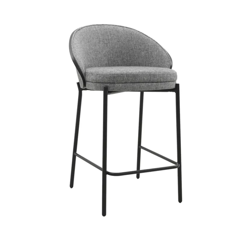 SandroTabouret snack bimatière en tissu avec dossier bois et pieds en métal> Tabouret Snack (assise +/- 65 Cm)|Tabouret De Bar (assise +/- 80 Cm)
