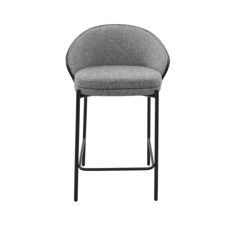 SandroTabouret snack bimatière en tissu avec dossier bois et pieds en métal> Tabouret Snack (assise +/- 65 Cm)|Tabouret De Bar (assise +/- 80 Cm)