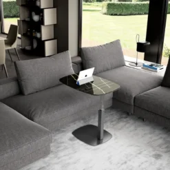 Ozzio Servus Table basse design italien en verre marbré réglable en hauteur> Table De Salon|Table Pour Petit Espace