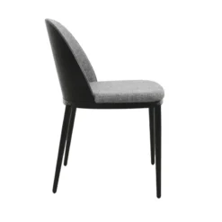 SimoneChaise bimatière en tissu dossier bois avec pieds en métal><noscript><img width=