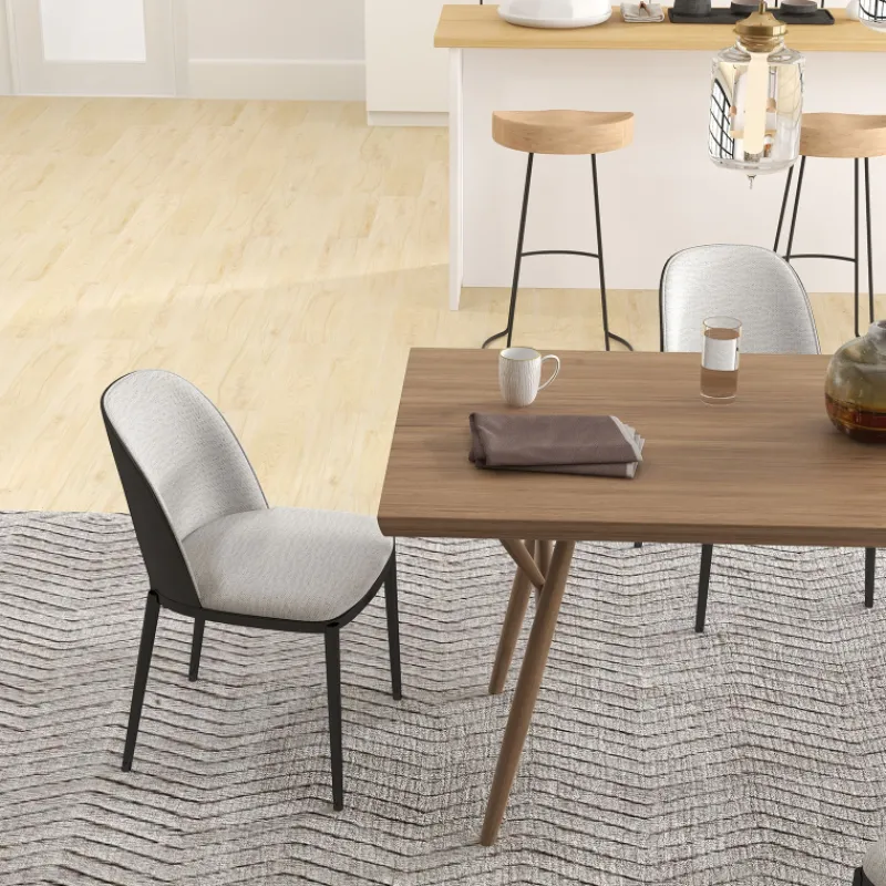 SimoneChaise bimatière en tissu dossier bois avec pieds en métal> Chaise De Salle à Manger