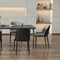 SimoneChaise bimatière en tissu dossier bois avec pieds en métal><noscript><img width=