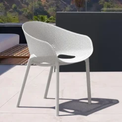 Sky Pro Fauteuil de jardin moderne empilable coque microperforée en polypropylène> Fauteuil De Jardin