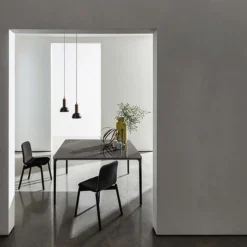 Sovet Italia Slim Sovet® Table carrée design italienne en céramique et métal><noscript><img width=