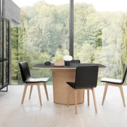 Skovby SM116/SM117 Table scandinave pied central extensible en stratifié fabriquée au Danemark> Table De Salle à Manger