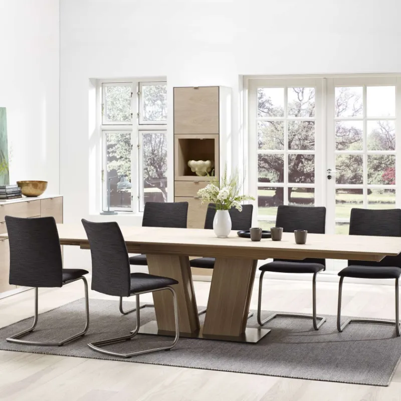 Skovby SM39 Table en bois moderne extensible avec pied central> Table De Salle à Manger