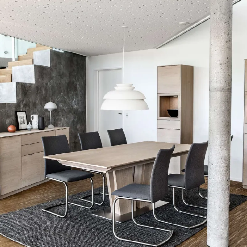 Skovby SM39 Table en bois moderne extensible avec pied central> Table De Salle à Manger