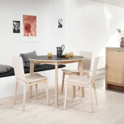 Skovby SM120 Table ronde extensible en bois avec plateau stratifié noir fabrication danoise> Table De Salle à Manger