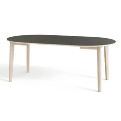 Skovby SM120 Table ronde extensible en bois avec plateau stratifié noir fabrication danoise><noscript><img width=