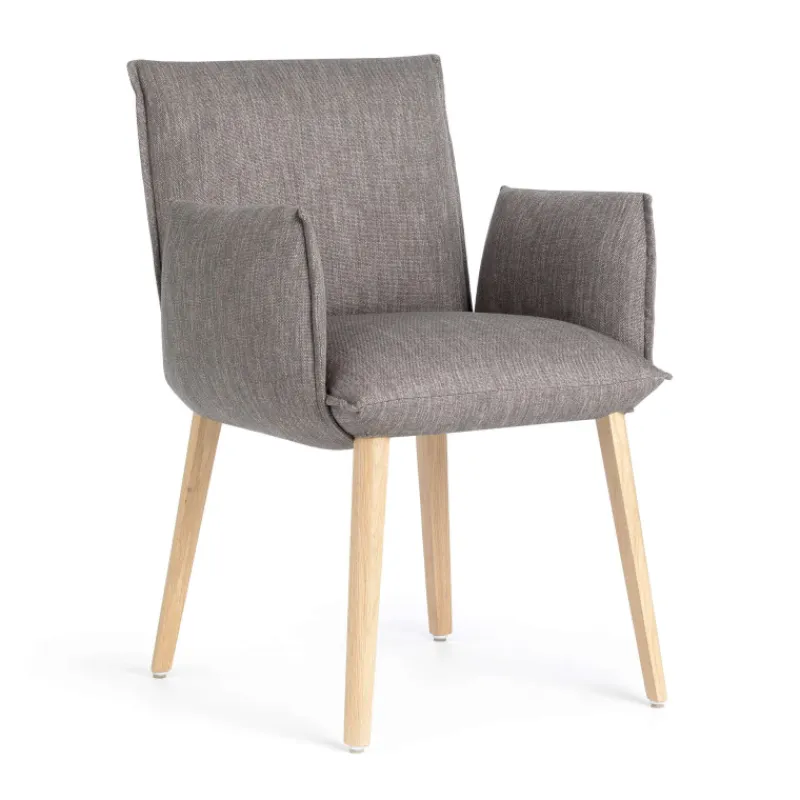 Mobitec Soft ® Fauteuil cocooning en tissu avec pieds en bois massif> Chaise De Salle à Manger|Chaise Salon