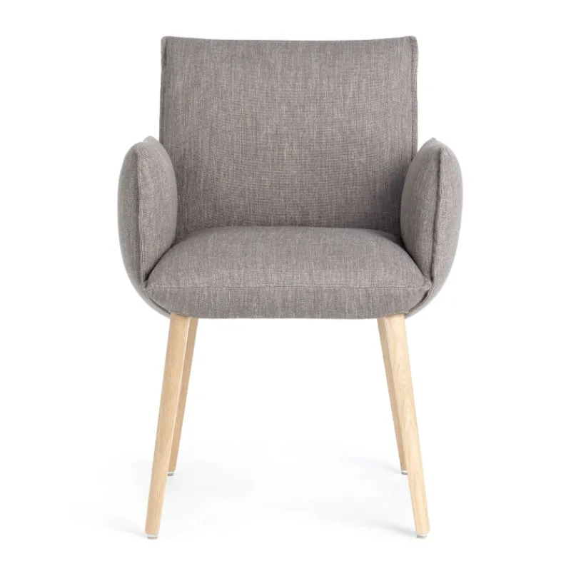 Mobitec Soft ® Fauteuil cocooning en tissu avec pieds en bois massif> Chaise De Salle à Manger|Chaise Salon