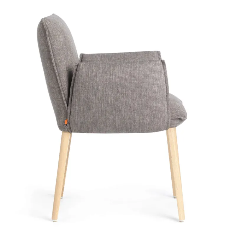 Mobitec Soft ® Fauteuil cocooning en tissu avec pieds en bois massif> Chaise De Salle à Manger|Chaise Salon