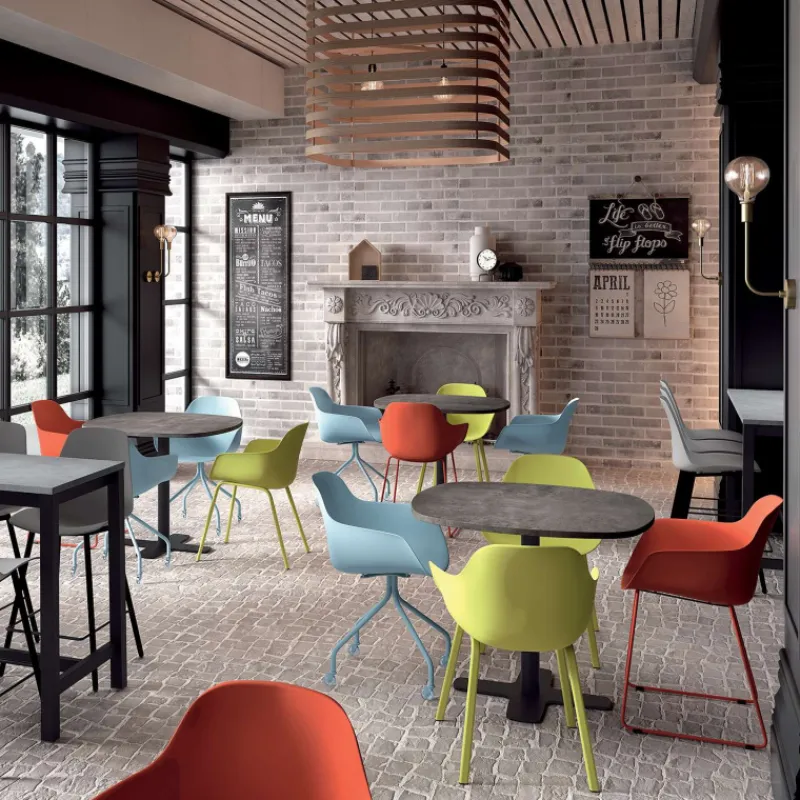 Perfecta Spinner Table de cuisine carrée bords arrondis en stratifié avec pied central> Table De Cuisine|Table Pour Petit Espace