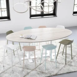 Perfecta Spinner 2 Table hauteur 90 cm ovale en stratifié avec deux pieds> Table De Cuisine