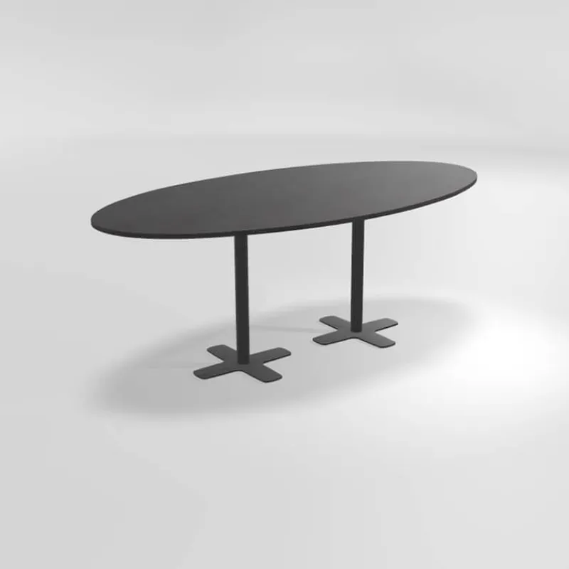 Perfecta Spinner 2 Table hauteur 90 cm ovale en stratifié avec deux pieds> Table De Cuisine