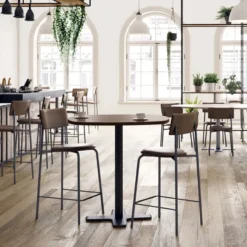 Perfecta Spinner Table snack ronde pour cuisine en stratifié avec pied central> Table De Cuisine
