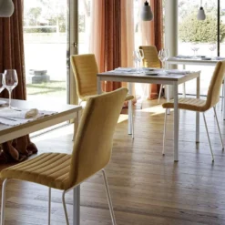 Midj Star ® Chaise moderne empilable en tissu et métal> Chaise De Salle à Manger