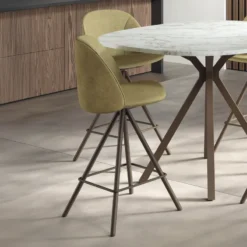 Perfecta Swiftie Tabouret snack pivotant en tissu avec pieds en métal> Tabouret Snack (assise +/- 65 Cm)|Tabouret De Bar (assise +/- 80 Cm)