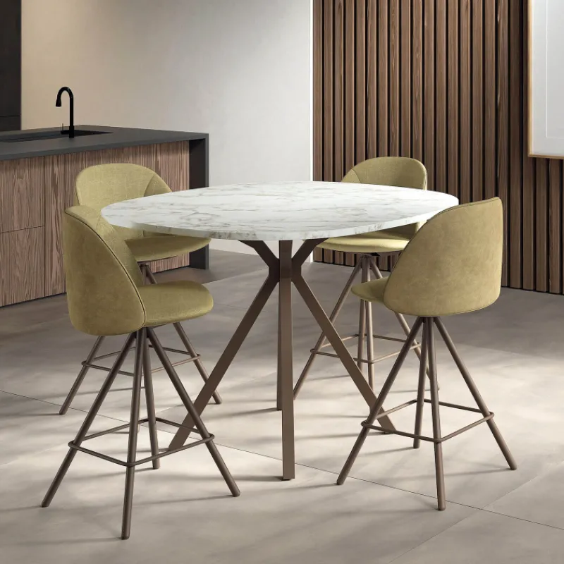 Perfecta Swiftie Tabouret snack pivotant en tissu avec pieds en métal> Tabouret Snack (assise +/- 65 Cm)|Tabouret De Bar (assise +/- 80 Cm)