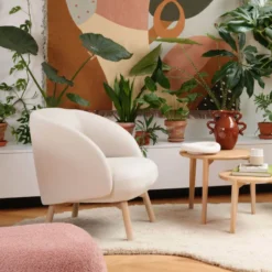 Mobitec Thalia ® Fauteuil confortable en tissu avec pieds en bois> Chaise De Salle à Manger|Chaise Salon