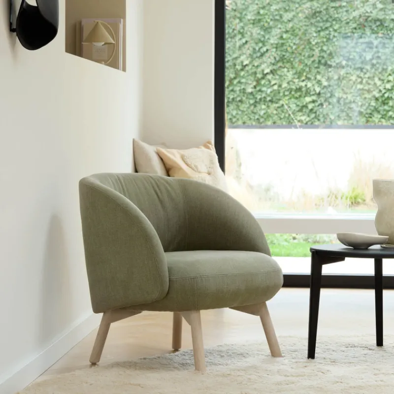 Mobitec Thalia ® Fauteuil confortable en tissu avec pieds en bois> Chaise De Salle à Manger|Chaise Salon
