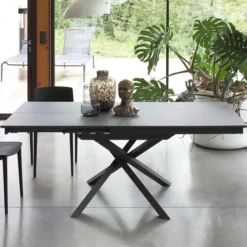 Altacom Tokyo Petite table carrée design extensible avec piètement central mikado><noscript><img width=