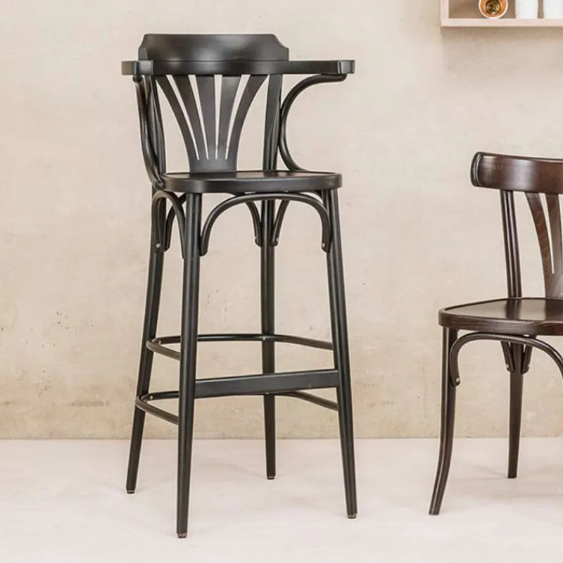 Ton 135 ® Tabouret en bois avec accoudoirs style bistrot> Tabouret De Bar (assise +/- 80 Cm)