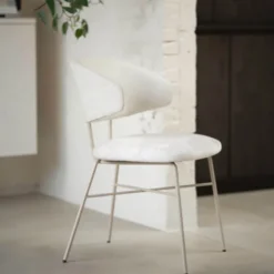 Mobitec Toro ® Fauteuil minimaliste cosy en tissu avec pieds en métal> Chaise De Salle à Manger|Fauteuil De Salon