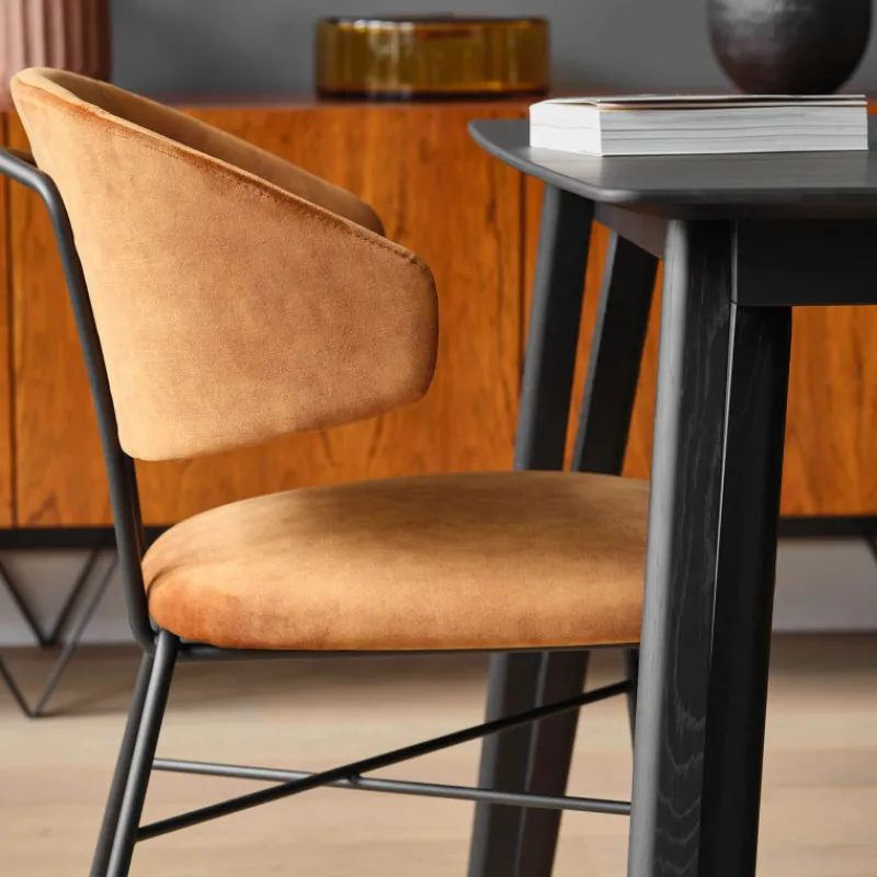 Mobitec Toro ® Fauteuil minimaliste cosy en tissu avec pieds en métal> Chaise De Salle à Manger|Fauteuil De Salon