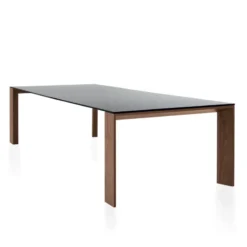 Sovet Italia Toronto Sovet® Table design rectangulaire en verre piétement bois> Table De Salle à Manger