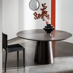 Sovet Italia Totem Sovet® Table design ronde plateau bois> Table De Salle à Manger