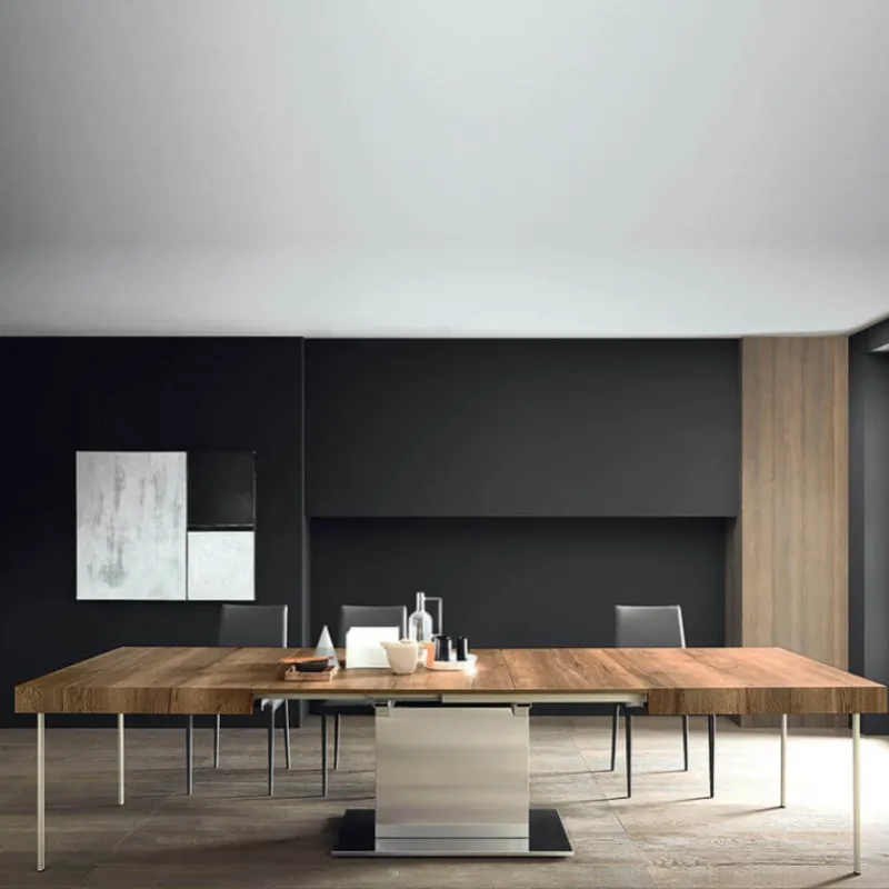 Altacom Tower Maxi Table ultra extensible pied central en métal et plateau en mélaminé> Table Pour Petit Espace|Table De Salle à Manger
