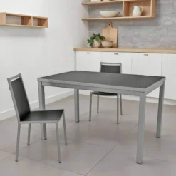 Cancio Toy métal Table de cuisine en verre avec rallonge hauteur 75 cm> Table De Cuisine