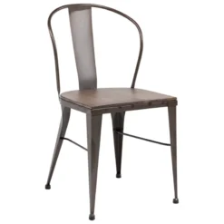 Jayso Turia 631 Chaise industrielle vintage en métal avec assise bois> Chaise De Cuisine|Chaise De Salle à Manger
