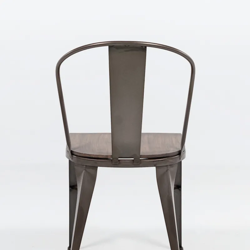 Jayso Turia 631 Chaise industrielle vintage en métal avec assise bois> Chaise De Cuisine|Chaise De Salle à Manger