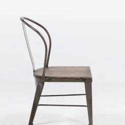 Jayso Turia 631 Chaise industrielle vintage en métal avec assise bois><noscript><img width=