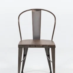 Jayso Turia 631 Chaise industrielle vintage en métal avec assise bois><noscript><img width=