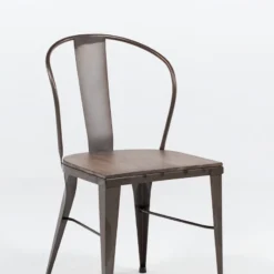 Jayso Turia 631 Chaise industrielle vintage en métal avec assise bois><noscript><img width=