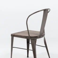 Jayso Turia 631 Chaise industrielle vintage en métal avec assise bois><noscript><img width=