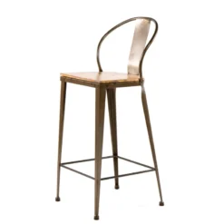 Jayso Turia TB 317 Tabouret industriel en métal et bois> Tabouret Snack (assise +/- 65 Cm)|Tabouret De Bar (assise +/- 80 Cm)