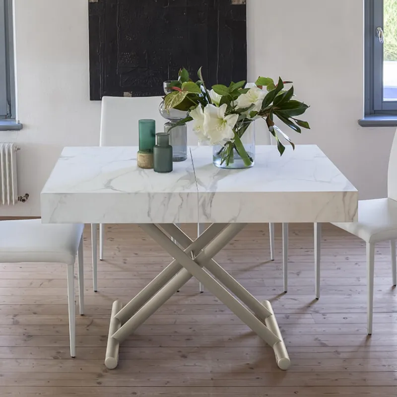Altacom Ulisse Table relevable en mélaminé avec allonges> Table De Salon|Table Pour Petit Espace