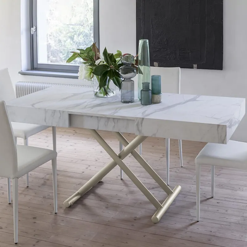 Altacom Ulisse Table relevable en mélaminé avec allonges> Table De Salon|Table Pour Petit Espace