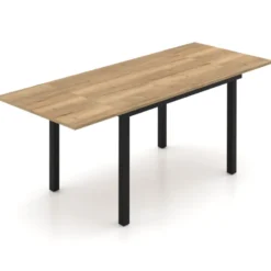 Perfecta Valentina Table de cuisine extensible en mélaminé chêne naturel avec pieds en métal noir><noscript><img width=