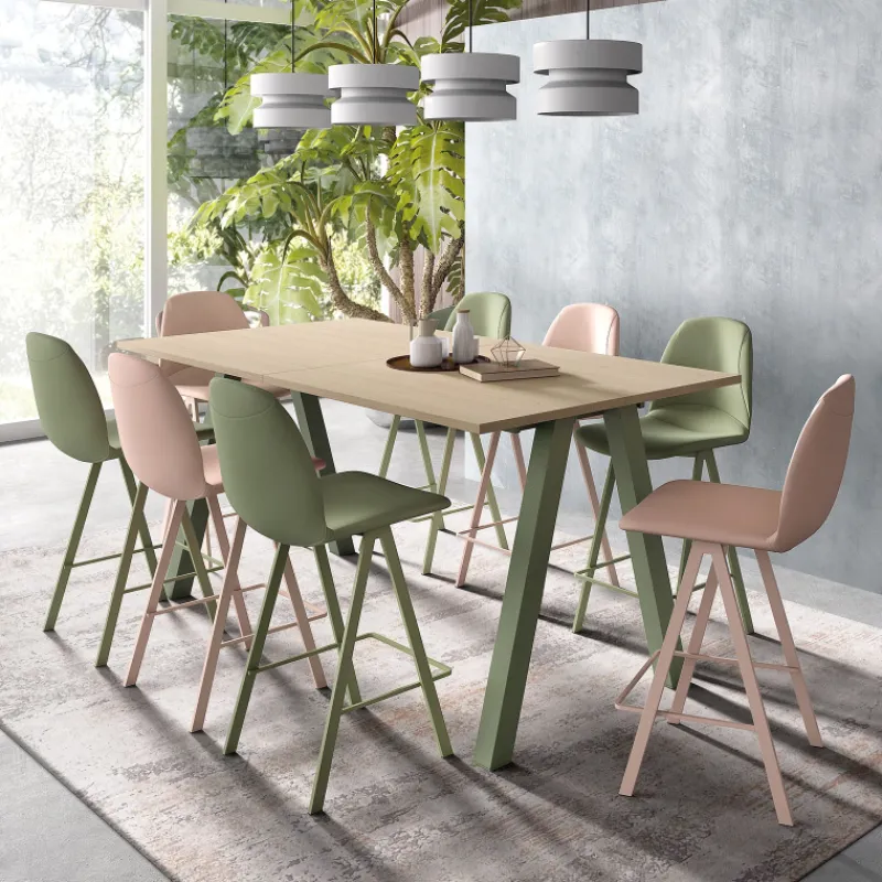 Perfecta Veneto Table snack moderne stratifié avec pieds obliques> Table De Salle à Manger