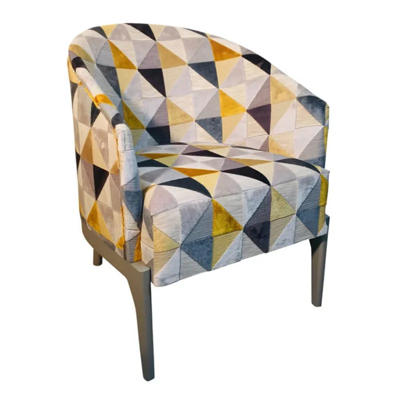 Paget Victor Fauteuil tonneau Art déco en tissu et bois de hêtre> Fauteuil De Salon
