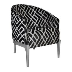 Paget Victor Fauteuil tonneau Art déco en tissu et bois de hêtre><noscript><img width=