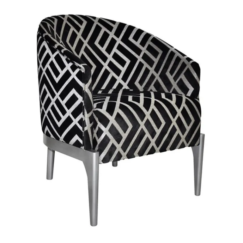 Paget Victor Fauteuil tonneau Art déco en tissu et bois de hêtre> Fauteuil De Salon