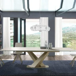 Ramiro Tarazona Victory Table design en céramique avec allonges pied central en V> Table De Salle à Manger