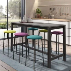 Perfecta Vienna Table haute de cuisine hauteur 90 cm en stratifié et métal><noscript><img width=